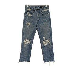 Rag & Bone Women’s Wide Leg Crop Distressed Jeans In Shaker‎ Wash Size 25